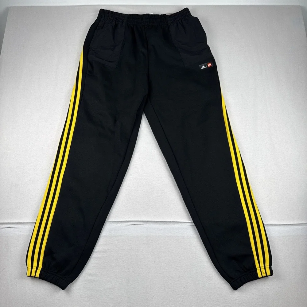 Adidas Lego Classic Boys Track Pants H26667 XL Black Yellow loose fit 30*30